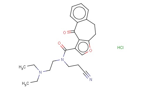 4H-BENZO(4,5)CYCLOHEPTA(1,2-B)FURAN-3-CARBOXAMIDE, 9,10-DIHYDRO-N-(2-C YANOETHYL)-N-(2-(DIETHYLAMINO